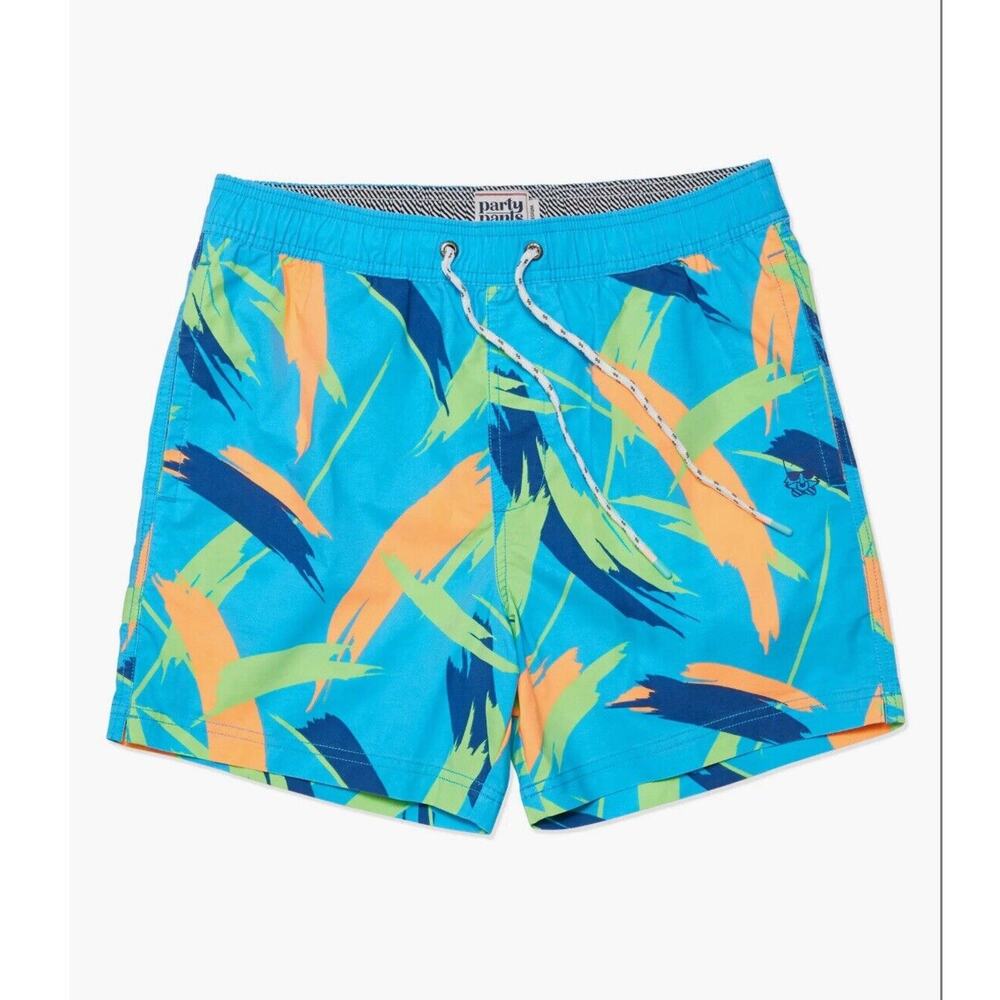 PARTY PANTS Mens Bright Neon Blue Stroker Swim Trunks Shorts Size XL NWT
